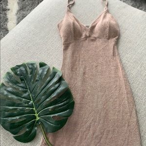 Peach and black striped mini dress